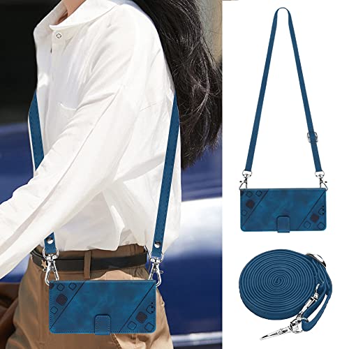 NVWA Capa compatível com Oppo A38 com compartimentos para cartões de crédito, alça de pulso e cordão