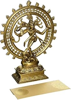 Hindu God Deity Shiva Dancing Nataraja Natraj Brass Statue Sculpture for Home Decor Temple Mandir 6"
