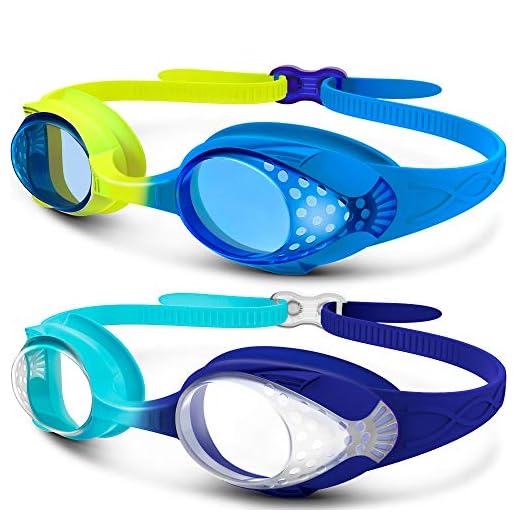 Kids Swim Goggles 2 Pack - Quick Adjustable Strap Swimming Goggles for Kids - A