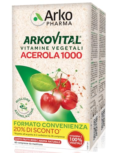 Arkopharma Arkovital - Acerola 1000 Vitamina C Naturale Family Pack, 60Compresse