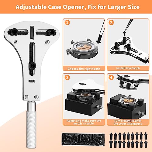 Watch Link Removal Kit, BYNIIUR Watch Repair Kit, Watch Case Opener Spring Bar Tools, Watch Battery Replacement Tool Kit, Watch Band Link Pin Tool Set with Carrying Case and Instruction Manual2