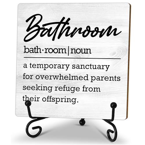 Bathroom-Wooden-Sign-Bathroom-Definition-Bathrooms-Decor-Sign-With-Stand-Home-Office-Decor-Funny-Gifts-Bathrooms-Farmhouse-Rustic-Table-Decor-Accessories-Supplies-5X5-Inches-A60 Bathroom Wooden Sign Bathroom Definition Bathrooms Decor Sign With Stand Home Office Decor Funny Gifts Bathrooms Farmhouse Rustic Table Decor Accessories Supplies 5X5 Inches A60