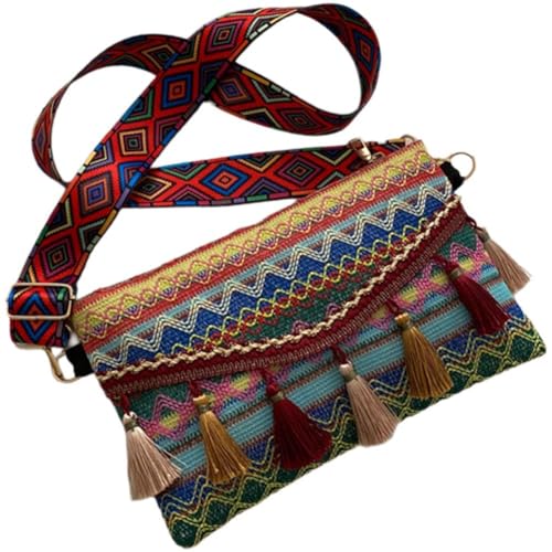 Vintage Fringe Shoulder Bag for Women Ethnic Style Tassel Crossbody Bag Women's Handbags Open Bag Purses Handbags