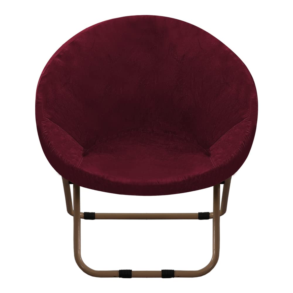 GAMUKAI Stretchy Velvet Saucer Chair Slipcover,Removable Round Velvet Moon Chair Cover Furniture Protector for Living Room (Burgundy, Large) โ image 1