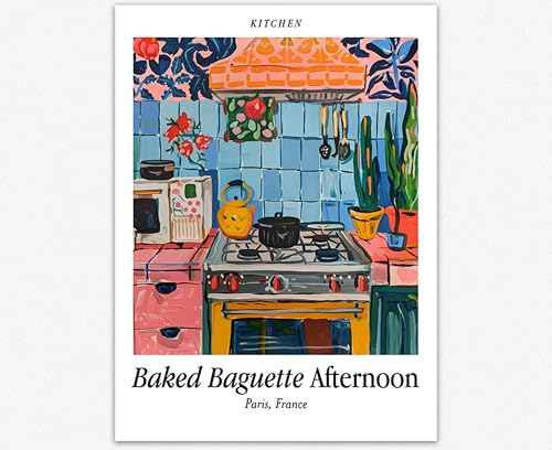 Décor de Cuisine Rétro Paris : Affiche Murale Wallbuddy 61 x 91 cm Vintage