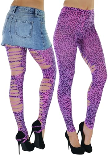 Image of ToBeInStyle Women's Slashed Ripped Shredded Distressed Hosiery Tights Leggings Music Festival