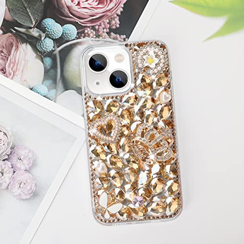 Coque luxe iPhone 15 Plus couronne en strass et finitions dorées - 2