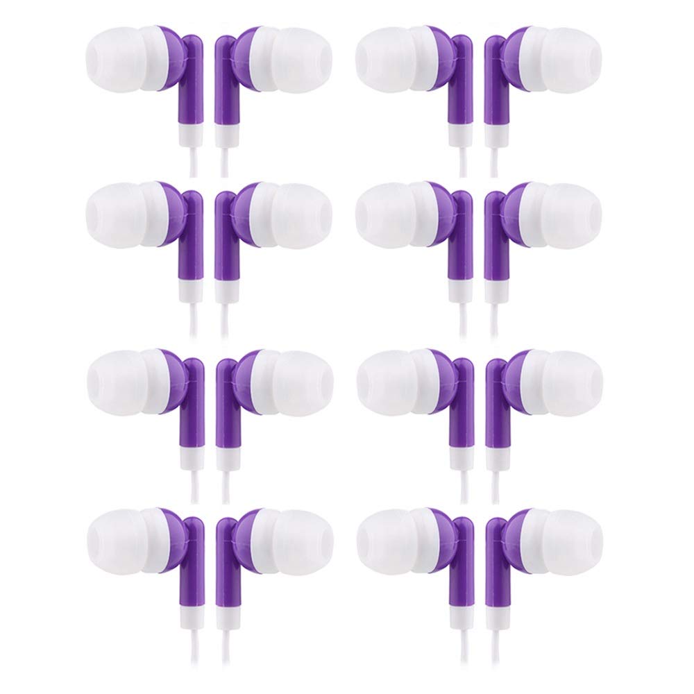 CN-Outlet Wholesale Bulk Eearbuds Headphones 100 Pack for Kids,Classroom,Labs,Students and Adults -Purple
