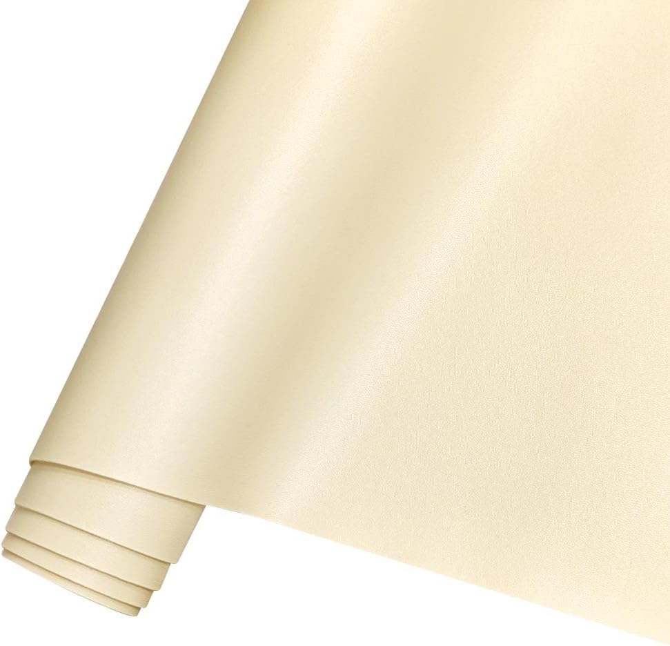 HYANG Smooth Solid Color Beige Faux Leather Sheets 1 Rolls 12"X53" (30cmX135cm),Faux Leather is Great for, Bows,Earrings Handmade DIY Craft Projects Making