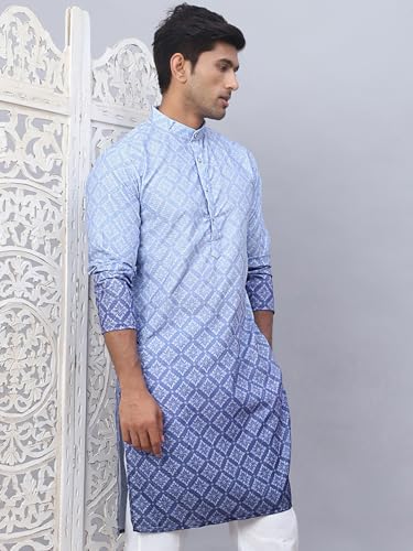 Image of Jompers Men Pure Cotton Straight Fit Ombre Kurta