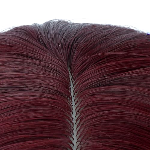 Image of PATTNIUM Wine Red Long Curly Wigs for Kids Girls Burgundy Middle Part Heat Resistant Synthetic Wigs Halloween Cosplay Costume Party Wig