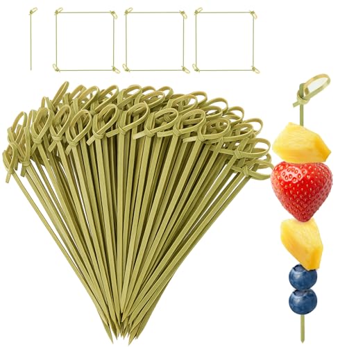 1000 Pcs Cocktail Picks 4.13 Inch Bamboo Skewers Fancy Party Toothpicks for Appetizers Charcuterie Food Picks Sticks with Looped Knot for Drinks Garnish Sandwich Fruit