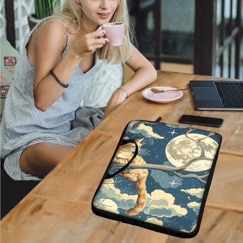 Funda para portátil 17 pulgadas con asa marrón y luna miniatura 5