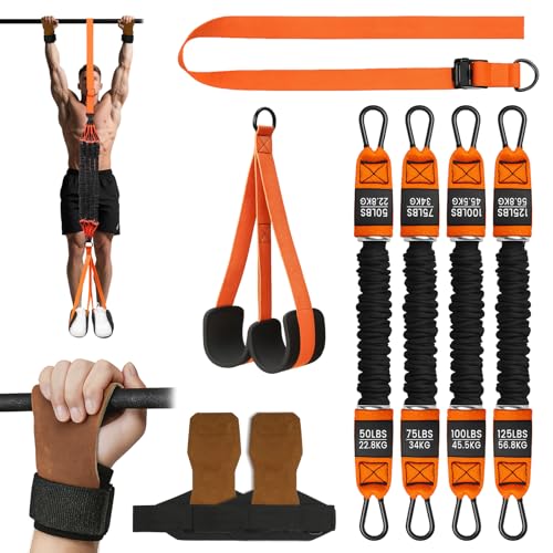 Pull Up Assistance Bands Adjustable Heavy Duty Resistance Band for Pull Up Bar Pull Up Assist Bands with Feet Rest for Strength Training Home Fitness Workout Equipment Height Adjustable
