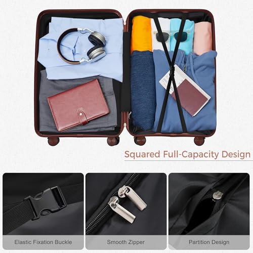 Image of Hardshell Luggage Sets, Lightweight Wave Suitcases with Spinner Wheels, PP Ivory