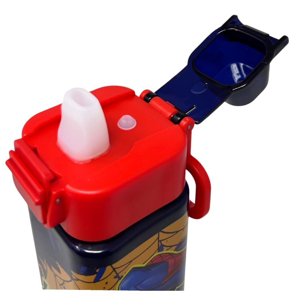 Gourde Spiderman 500 Ml Avec Paille Pop-up – Bouteille Verrouillable, En PP, Pour Enfants 3 Ans+
