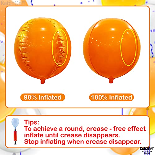 Image of KatchOn, Orange Foil Balloons - Big, 22 Inch, Pack of 6 | 4D Foil Metallic Balloon for Thanksgiving Decorations | Mylar Balloons for Basketball Party, Birthday, Wedding, Carnival, Orange Party Decor