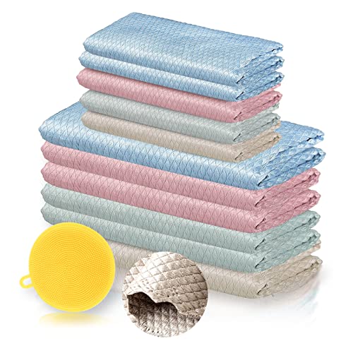 IJHYGD 12 Chiffon Microfibre Nolmia Lavette Microfibre Nanofibre Miraclecloth Chiffons de Nettoyage sans Tracesclever Wipe Lavette Chiffon en Ecaille de Poisson pour dans Cuisine Voiture Salle Cover