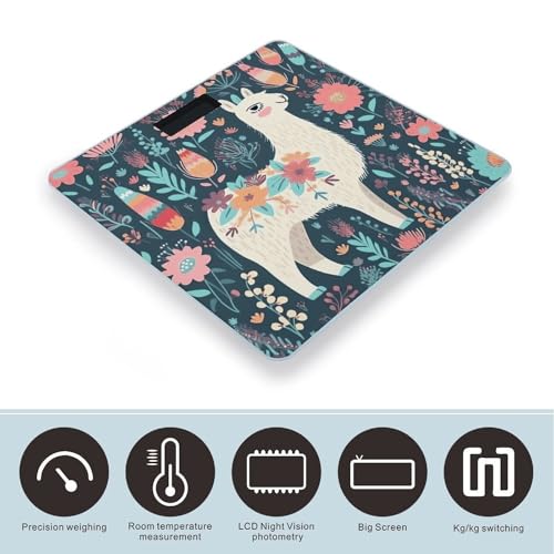 Báscula de baño digital con vidrio templado Cute Llama Floral miniatura 3