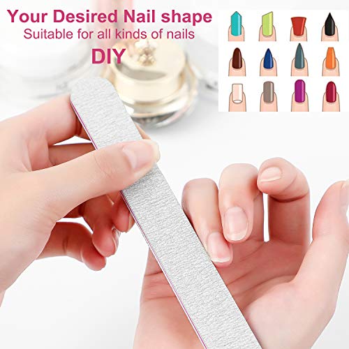 12PCS Nail Files,Professional Manicure Pedicure Tools Which Can Shape and Smooth Your Nails,Emery Boards Nail File for Acrylic Natural Nails,10PCS Black 100/180 Grit and 2PCS Purple 180/240 Nail Files