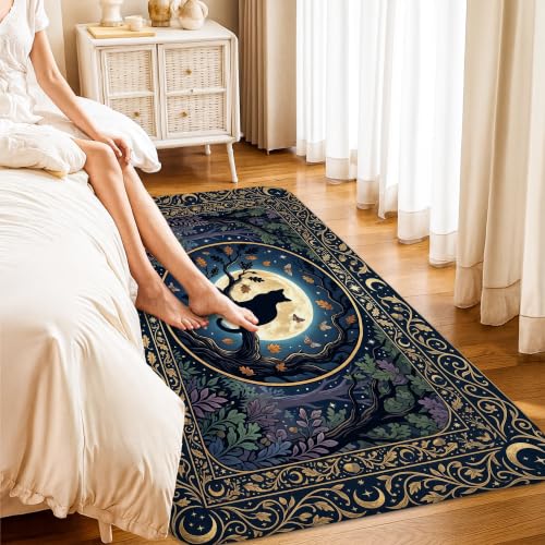 Alfombra de área para gatos en salón o dormitorio con diseño rústico de luna 4