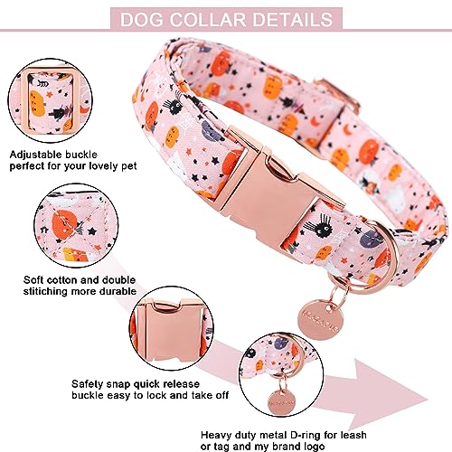 Image of Halloween Dog Collar with Metal Buckle Gift Pumpkin Dog Collar for Small Medium Large Girls or Boys Dogs Cute Durable Comfortable Pet Collars