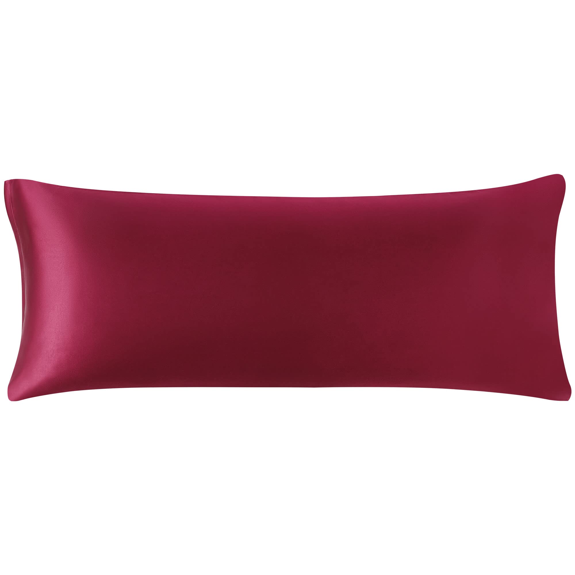 PiccoCasa Satin Body Pillowcase for Hair and Skin, Luxury Silk Satin Long Pillow Cover Smooth Soft Satin Body Pillow Cover with Zipper Closure Burgundy 6ft