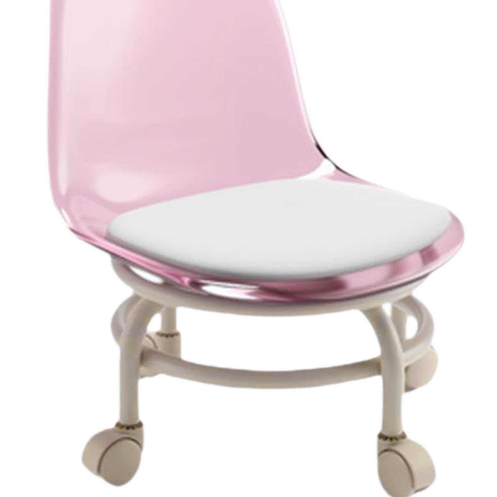 4 Pieces Low Height Rolling Stool Small Stool Roller Seat Scoot Stool for Laundry, Pink