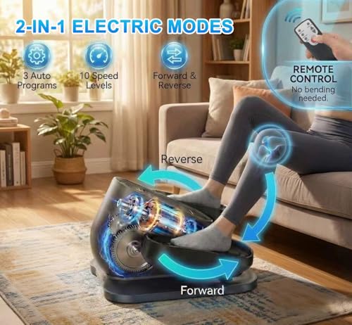 Under Desk Elliptical Machine, Electric Elliptical Leg Exerciser for Seniors with 10 Adjustable, Portable Quiet Elliptical Exercise Machine by Putnen - Image 3