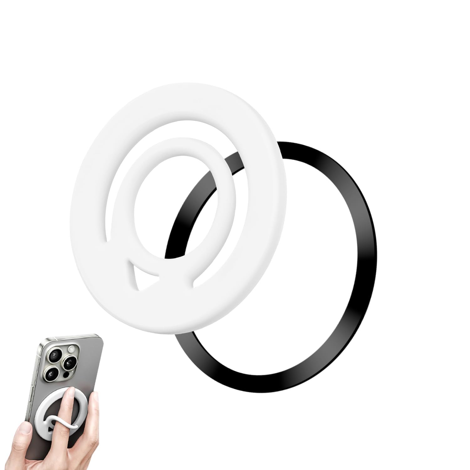 Ultra-Thin Dual-Sided Magnet Ring Grip for Back of The Phone, Upgraded Magnetic Phone Grip, Comfortable Silicone Magnet Finger Loop for iPhone, with