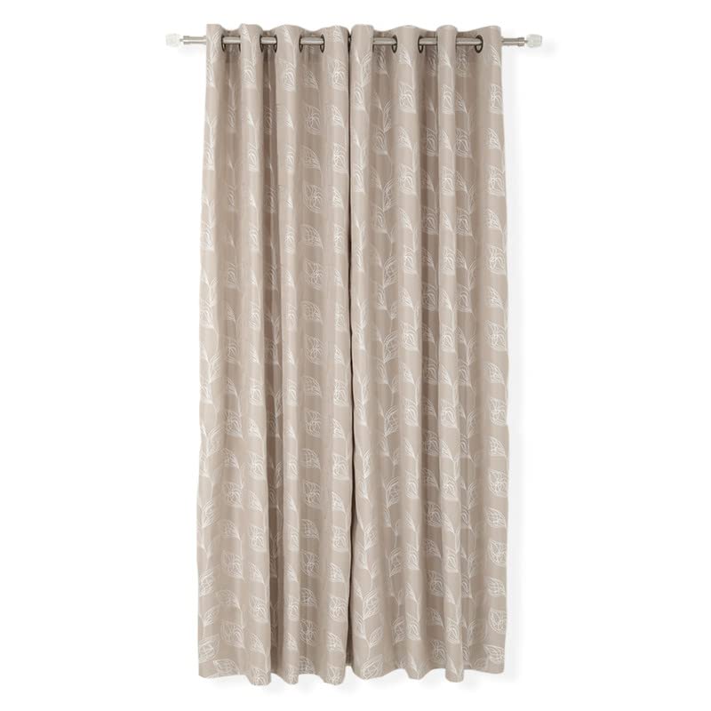 Homes R Us Gary Jacquard Curtain, 140 X 240 Cms, Ivory, Pack Of 2 Ivory