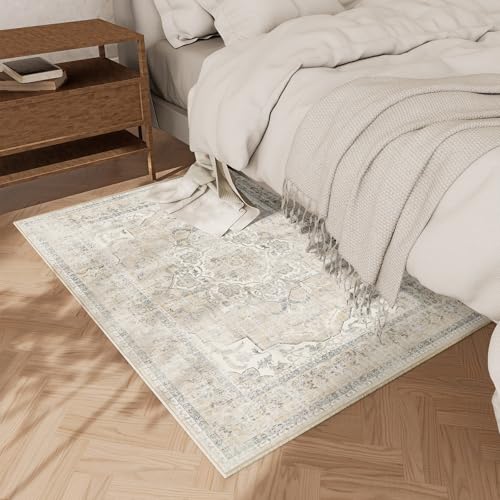 Washable Entryway Small Area Rugs: 2'x3' Boho Rug Non Slip Door Mat Indoor Entrance Stain Resistance Low Pile Throw Rugs for Inside Front Door Floor Bedroom Bedside Kitchen Nursery Kids Room Entry