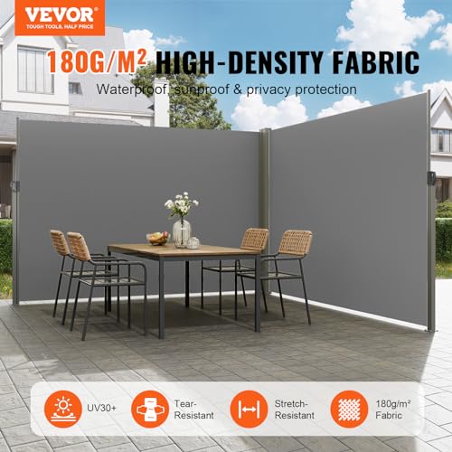 Vevor RETRACTABLE SIDE AWNING GRAY 200X600CM Retractable Side Awning, 79''X 236'' Outdoor Privacy Screen thumb #1