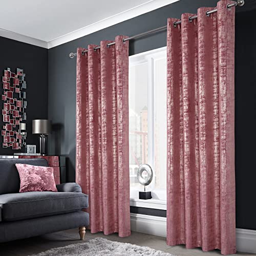 Image of always4u 100% Blackout Soft Velvet Curtains for Bedroom Living Room Thermal Energy Saving 108 Inches Long Luxury Gold Foil Print Drapes 2 Panels Wild Rose