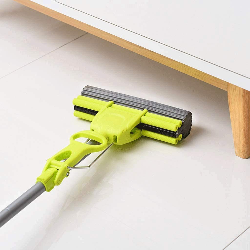 Fregona de Esponja de PVA para el hogar de la Cocina, fregona de Esponja de Espuma de PVA con Rodillo cuádruple súper Absorbente, Limpiador de Pisos Multiusos, Verde