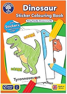 Orchard Toys Dinosaur Sticker Colouring Activity Book - Educational Activity Book - Colour in Dinosaurs - Kids 3 Years +, Perfect for Parties.