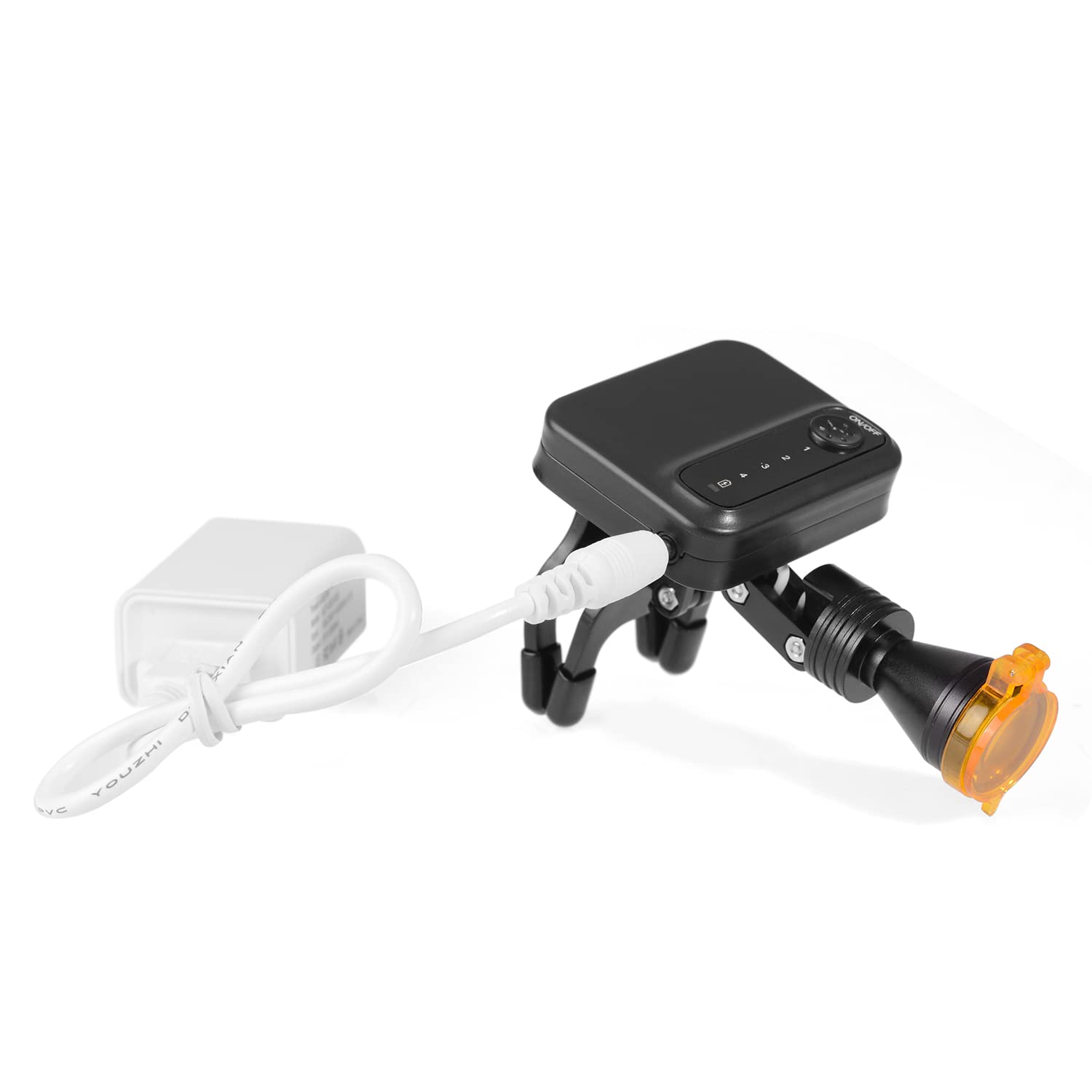 Faretto LED da 5 W, con clip, senza fili, luminosità regolabile, due batterie per lenti d'ingrandimento, nero e bianco (nero)