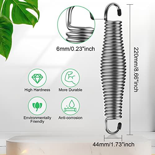 2 Pack Premium Porch Swing Springs, 1300LBS Heavy Duty Spring, Chrome Hammock Hanging Chair Spring for Ceiling Mount Porch Swings, Porch Swing Hanging kit - Thumbnail 3