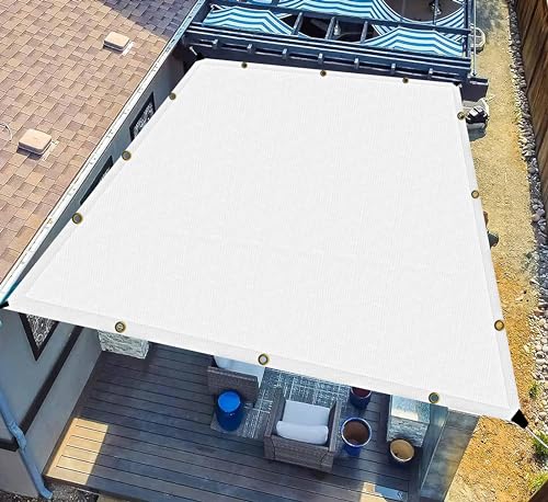 Image of HDPE Fabric Self Fold with SS Eyelet Sun Shade Sails 85-90% Protection from Sun & UV Rays Ideal for CarParking,Outdoor Garden,Balcony,Tent(White Color, 9.5 X 11 Feet) Pack of 1 Pc