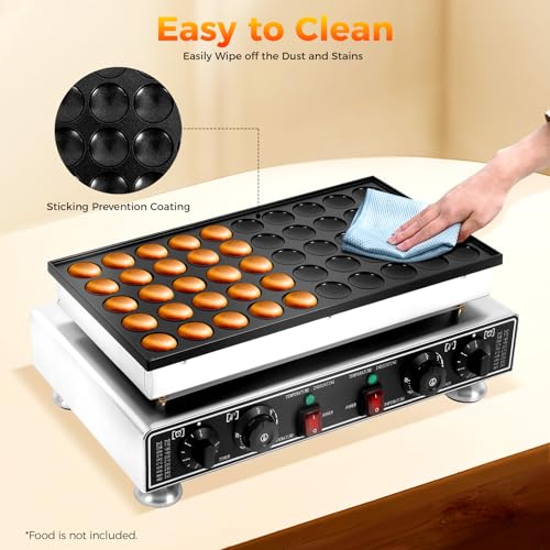 Miniatura 4 de Poffertjes - Sartén De Inducción 1700 W, 50 Unidades, Mini Tortitas Redondas, Con 4 Esponjas De Limpieza, 2 Cepillos, Pinzas Para Alimentos