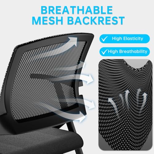 Image of Folding Office Chair Conference Room Chair with Armrest Mesh Back, Stackable Foldable Office Chair for Guest Reception Meeting Classroom Training Seminar,Black∰Basic,20