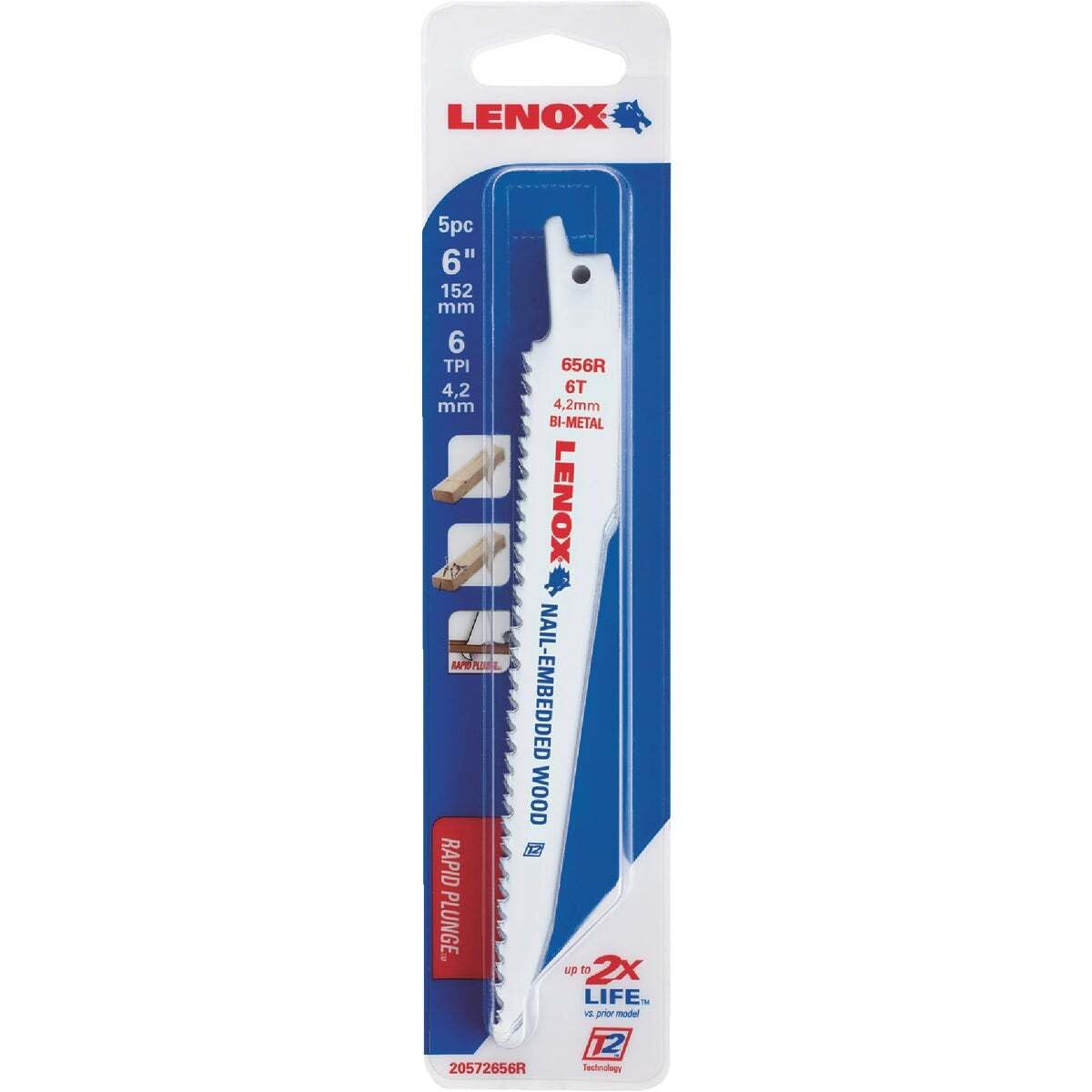 LENOX 20572656R - Lama bimetallica alternativa, 6T, 15,2 cm, confezione da 5