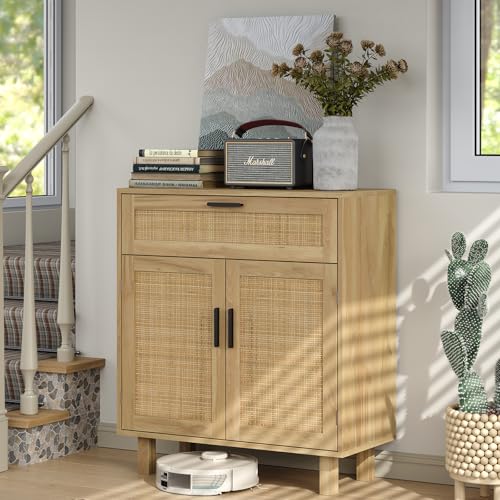 Furomate BFS004-BR-1 Sideboard Buffet With Rattan Decorated Doors thumb #3