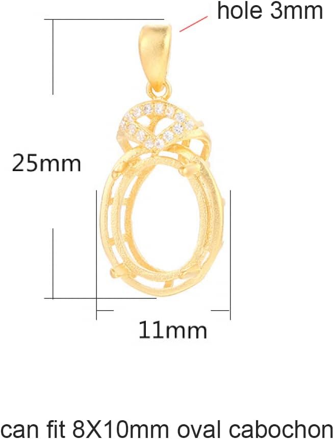 925 Sterling Silver Pendant Base Blank fit 8X10mm Oval Gemstone Bezel Cup Pendant Tray Mounting Handmade Necklace Jewelry Making Supplies