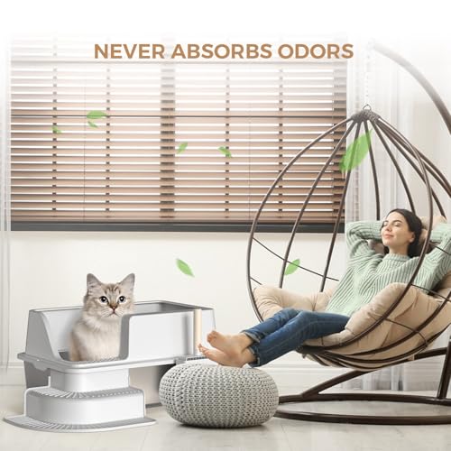 Arenero para gatos acero inoxidable 30L con raspador miniatura 5