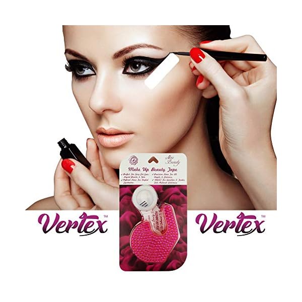 Vertex-Beauty-Makeup-Tape-For-Eyeliner-and-Eyeshadow-for-Women-Cosmetic-Tape-Rolls-for-Perfect-Angled-Winged-Liner-Firm-Hold-Gel-Eyeliner-and-Shadow-Sticker-for-Eyes-Cut-Crease-and-Eyelid Makeup Tape Eyeliner Stencils Pencil Liquid Liner Wing Tips Firm Hold Clean Edge Eyeshadow Lines Palette Primer Cream Real Beginners Techniques Use Brush Pen Stamp Sharpener Angled Shadow Shields Pads