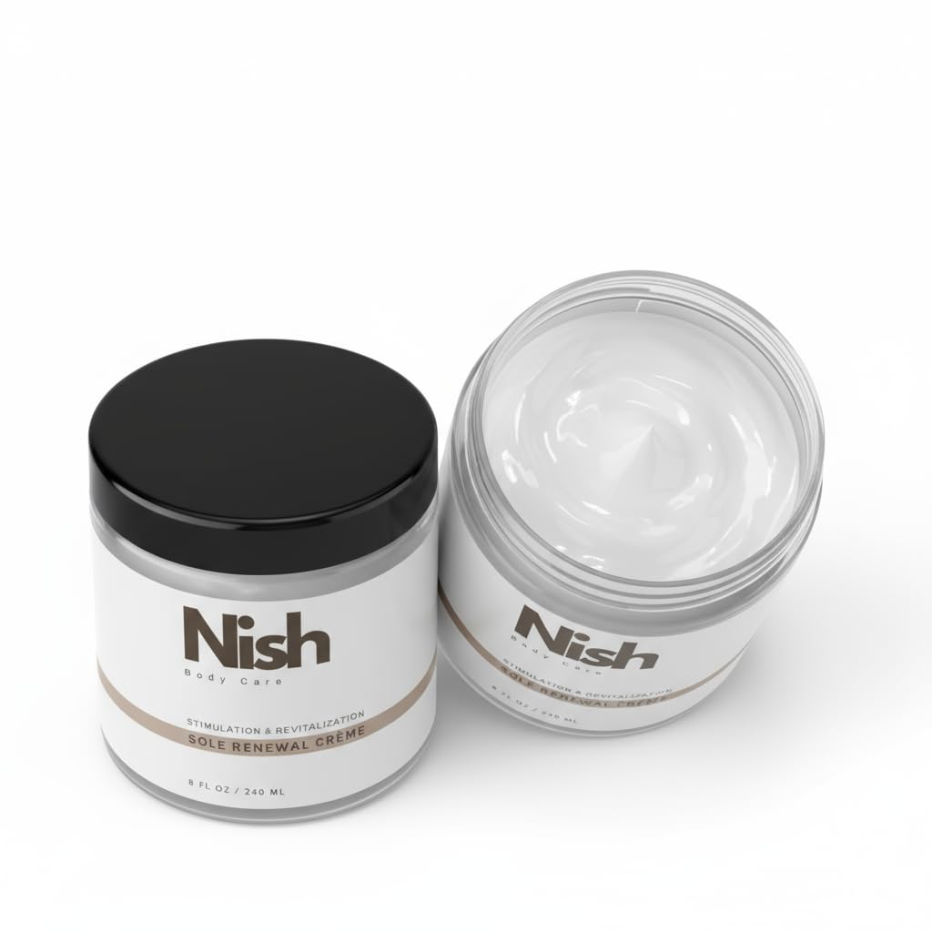 Sole Renewal Creme - Deep Moisturizing, Foot Cream, Stimulation, Nourishing, Rejuvenating, Hydrating, Safflower Oil, Foot Care, Softens and Soothes Cracked, Dry Feet (8 Fl oz)