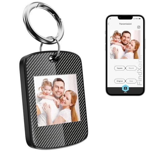 TABKSOLA Schlüsselanhänger mit Foto Personalisierte Schlüsselanhänger mit Farbigem E Ink Bildschirm Anpassbar mit Personen Landschaften Anime usw (schwarz)