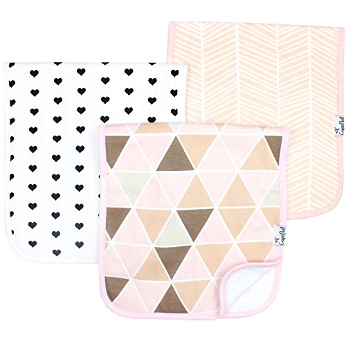 Image of Copper Pearl Premium Baby Burp Cloths - 3-Pack Large Cotton Burp Cloths, Extra Soft Spit Up Rags with 3 Absorbent Layers, Perfect for Baby Girl Gifts (21" x 10" Size, Blush Set)