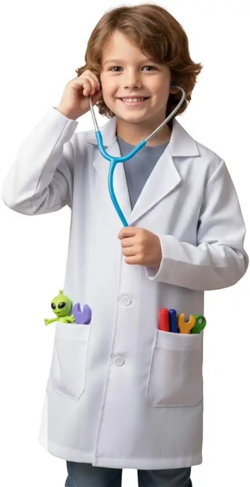 Jaleco Infantil Branco Manga Longa Unissex Escolar Laboratório Vários Tamanhos